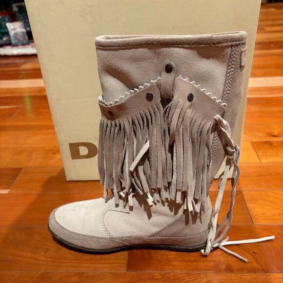 Diesel Bootfull Leather Fringe Faux Fur Lined Boot Women's 6.5 - Picture 3 of 9